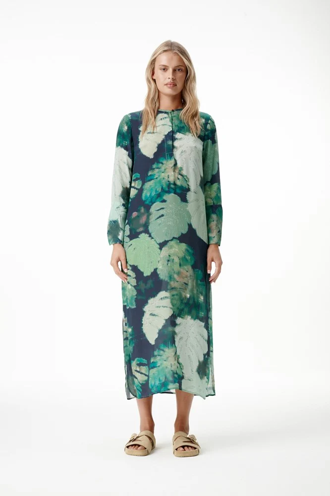 Long Genie Monstera Night Viscose Green - Image 3