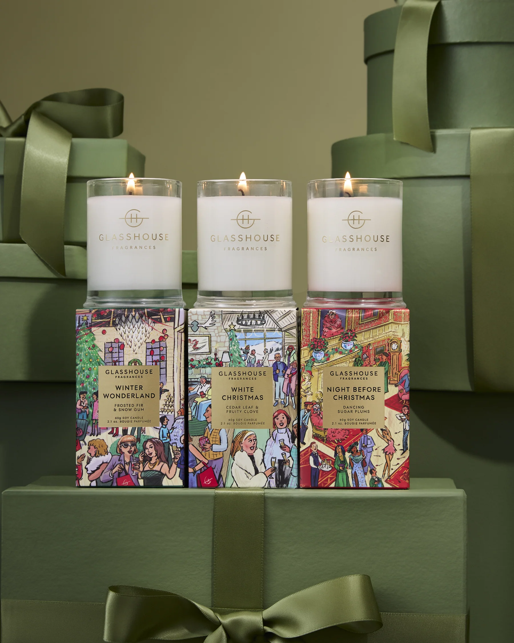 LIMITED EDITION 3 x 60g soy candles - CHRISTMSA TRIO (Assorted Festive Fragrances)