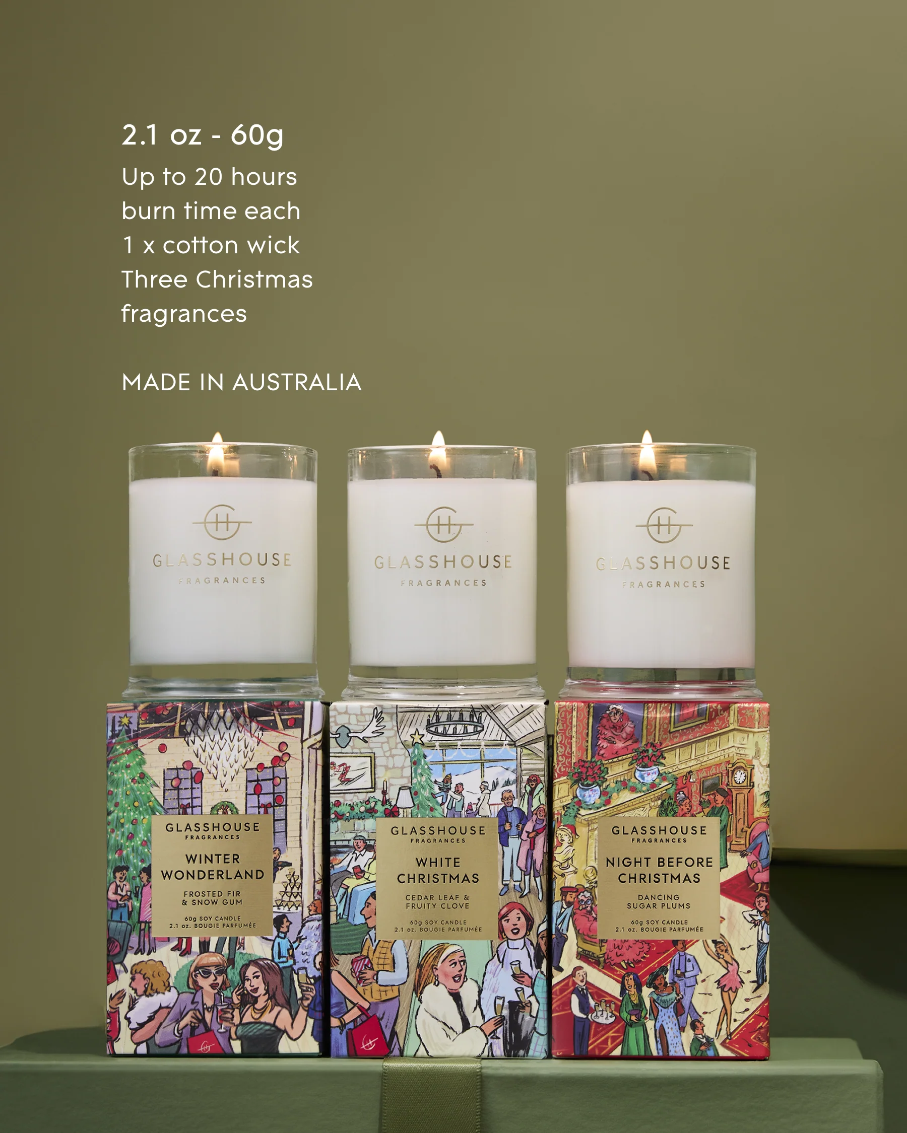 LIMITED EDITION 3 x 60g soy candles - CHRISTMSA TRIO (Assorted Festive Fragrances) - Image 3