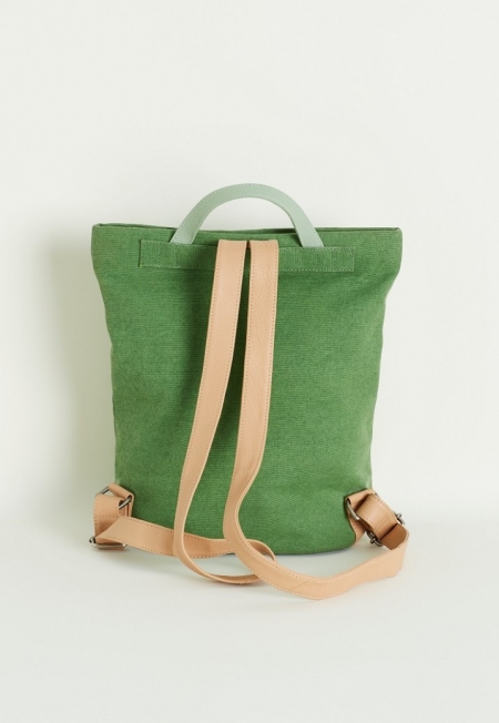 Green Canvas Bucket Backpack Frith   Green Canvas Backpack Back 450x652 